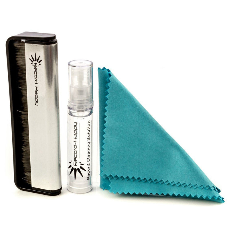 [Australia - AusPower] - Vinyl Record Cleaning Brush Set - Carbon Fiber Brush, Microfiber Cloth and Anti-Static Solution Kit by Record-Happy. Keep Your Prized Album Collection Like New 