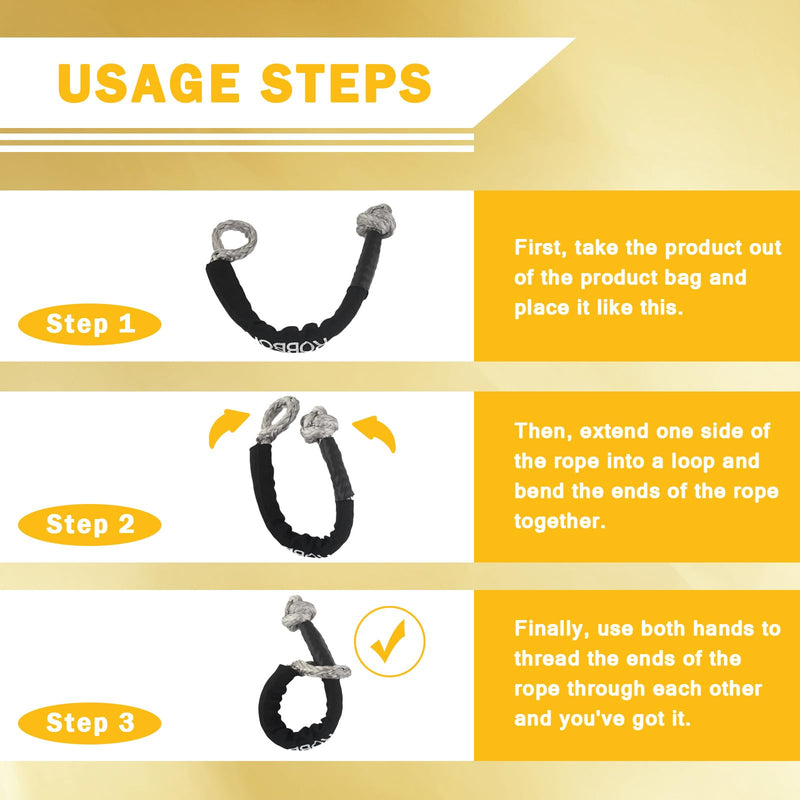 [Australia - AusPower] - Robbor Soft Shackle 1/2" x 22 inch 56,000 LBS Break Strength, Heavy-Duty Synthetic Road Recovery Soft Shackle Rope with Protective Sleeve Off-Road Towing, ATV, 4x4, Truck, High-Performance Shackle 