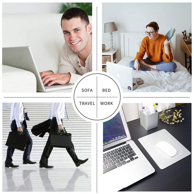 [Australia - AusPower] - HONKID Metal Aluminum Mouse Pad, Office and Gaming Thin Hard Mouse Mat Double Sided Waterproof Fast and Accurate Control Mousepad for Laptop, Computer and PC,9.05"x7.08", Silver 9.05 X 7.08 inch 