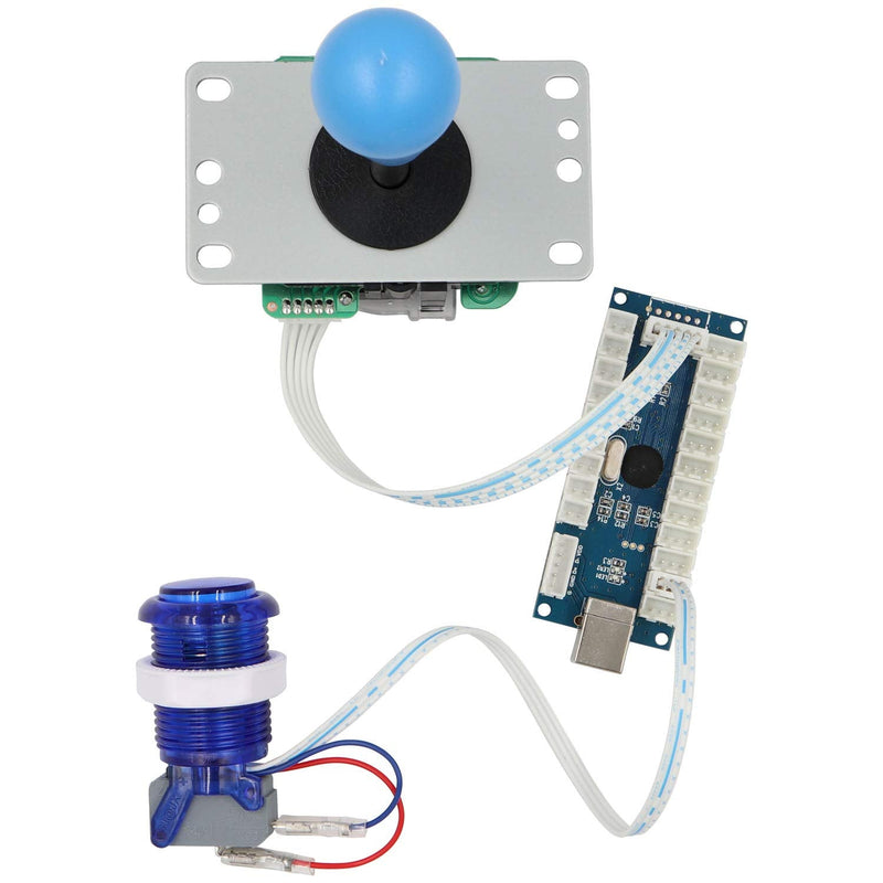 [Australia - AusPower] - SJ@JX Arcade Game Stick DIY Kit Buttons with Logo LED 8 Way Joystick USB Encoder Cable Controller for PC MAME Raspberry Pi Color Mix 