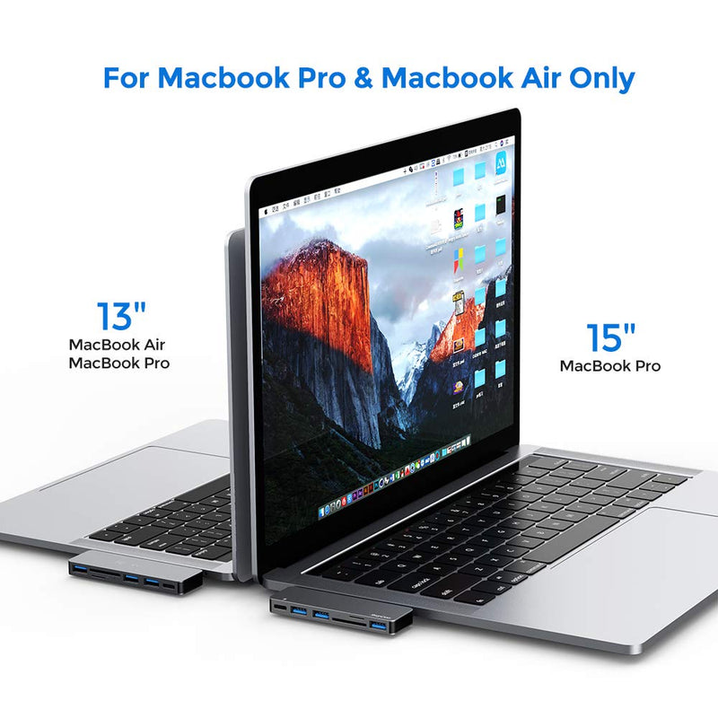[Australia - AusPower] - USB C Hub Adapter for MacBook Pro/Air M1 2020 2019 2018, 6 in 1 USB-C Accessories Compatible with MacBook Pro 13″ and 15″ with 3 USB 3.0 Ports, TF/SD Card Reader, USB-C Power Delivery 