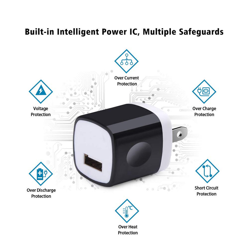 [Australia - AusPower] - Wall Adapter, USB Wall Charger 6 Pack, UorMe 1A 5V Single Port USB Plugs Power Adapter Compatible iPhone 12 11 Xs XR X 8, Samsung Galaxy S22 Ultra S22+ S22 A21 S10e S9 S8 Note 20, G6, Google Pixel 4a 6 Black 