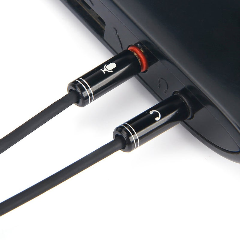 [Australia - AusPower] - NANYI 3.5mm 4 Pin Female to 2x3.5mm 3 Pin Male Headphone Converter Head Audio Splitter Y Adapter Cable (Black-3ft) Black-3ft 
