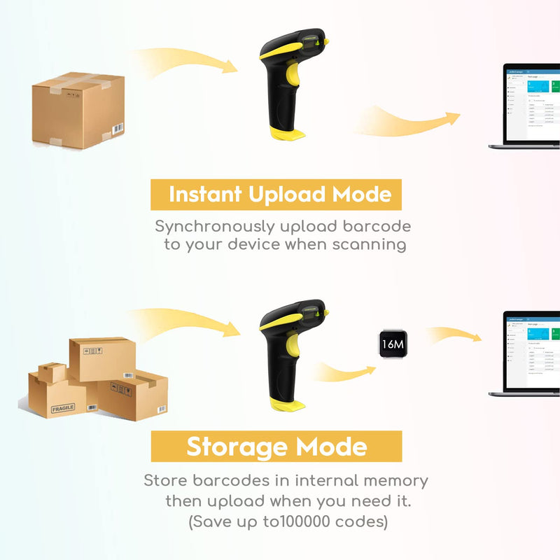 [Australia - AusPower] - NADAMOO Wireless Barcode Scanner Compatible with Bluetooth, Handheld USB 1D Cordless Laser Bar Code Reader for Inventory, Work with Windows/Mac OS/Linux Computer, Made for iPhone, iPad, and Android 