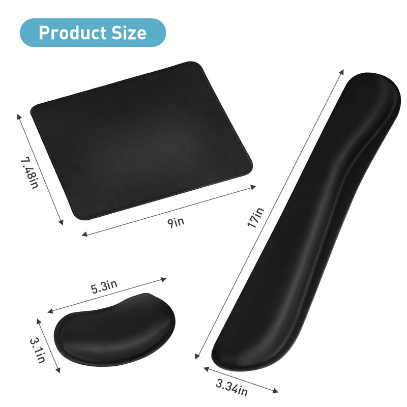 [Australia - AusPower] - Keyboard Wrist Rest + Mouse Pad + Mouse Wrist Rest Support Set, Memory Foam, Easy Typing Pain Relief, 3Pcs Keyboard Mouse Pad Set for Computer, Laptop, Home & Office (SKK-330) SKK-330 