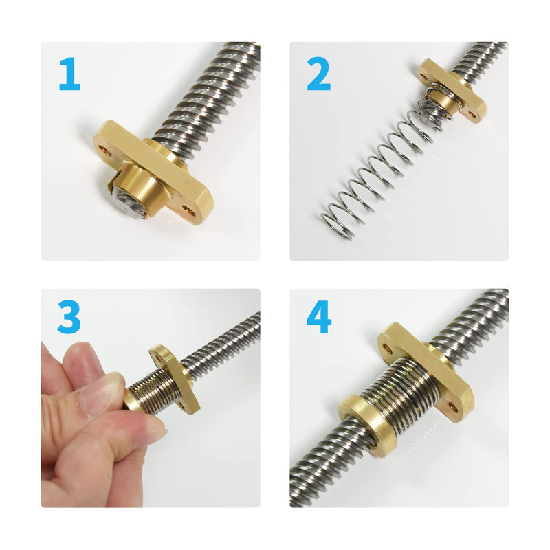 [Australia - AusPower] - OUYANG CR10 Z Axis T8 Anti Backlash Spring Loaded Nut Elimination Gap Brass Nuts for Upgrade Ender 3 Pro 3D Printer 8mm Threaded Rod, 2PCS 2 PCS 