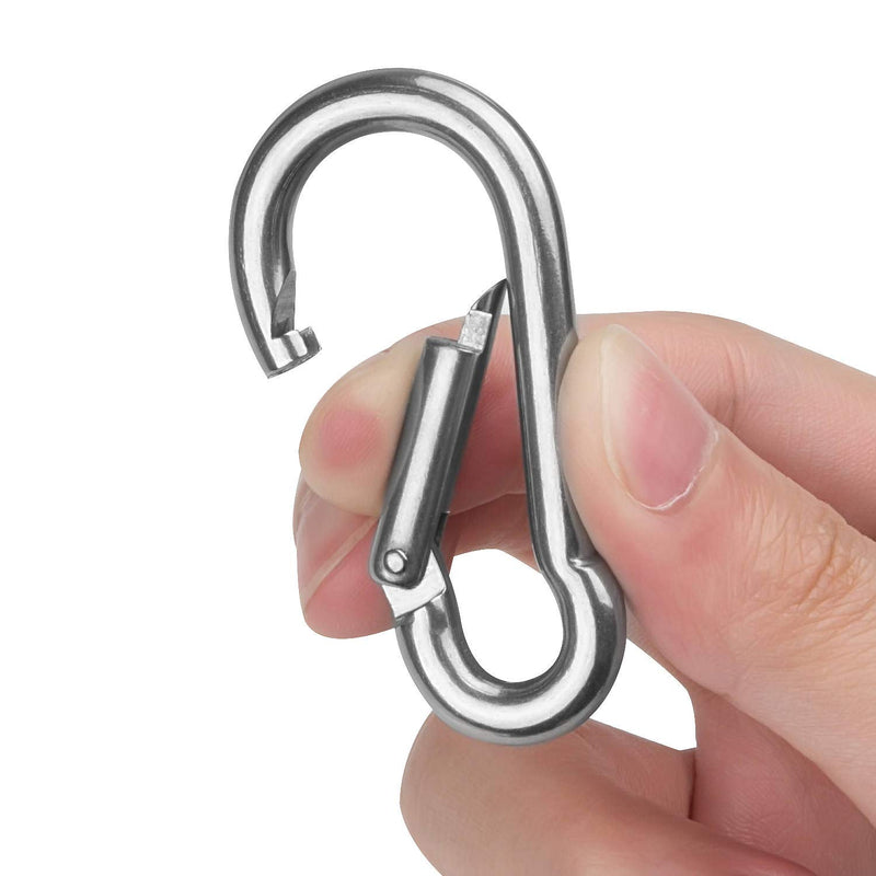 [Australia - AusPower] - 30 Pack Spring Snap Hook, Carabiner Clip Galvanized Steel, Silver Quick Link Clip Keychain for Camping, Hiking, Outdoor, Gym, Small M5 Carabiners for Dog Leash & Harness 