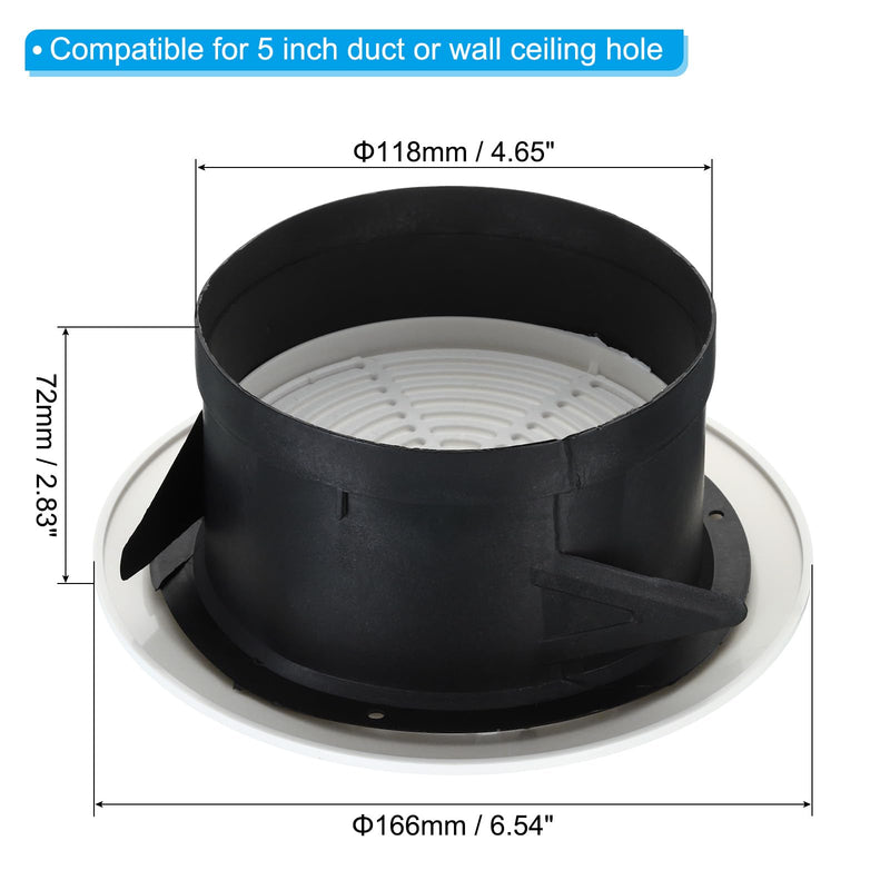 [Australia - AusPower] - PATIKIL 5 Inch Round Air Vent, Adjustable Ceiling Diffuser Grill Cover ABS Louver Soffit Vent with Screen for Bathroom Kitchen Living Room, White 