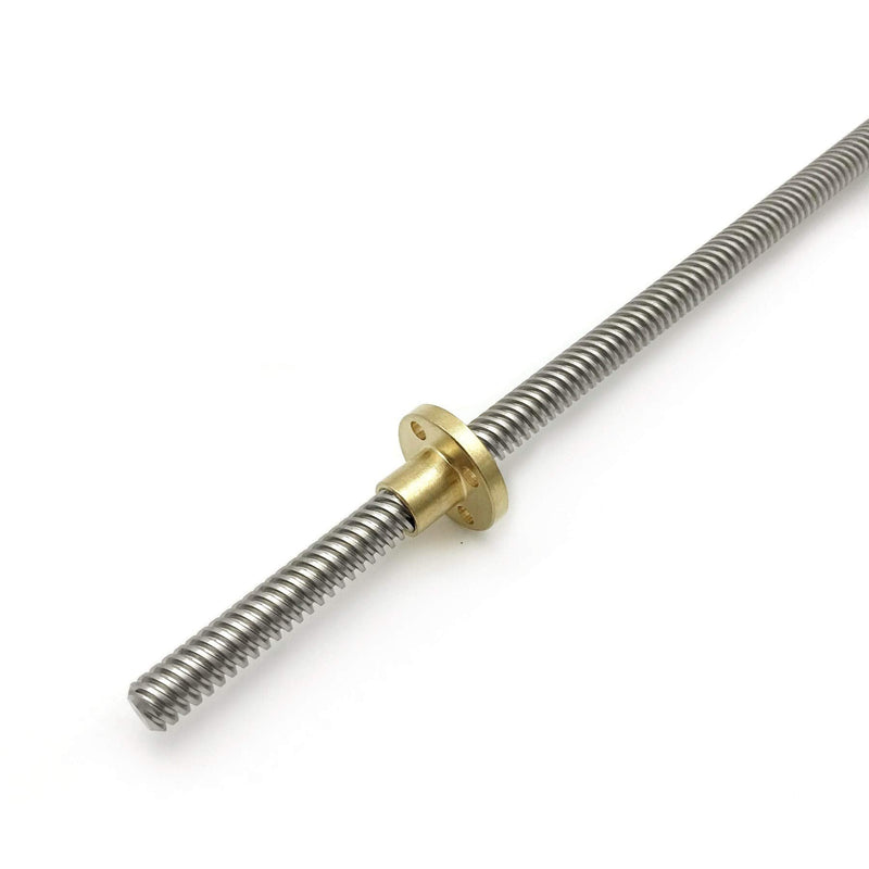 [Australia - AusPower] - 2PCS 400mm?15.75 Inches?Tr8x8 Lead Screw with T8 Brass Nut (Acme Thread, 2mm Pitch, 4 Starts, 8mm Lead) for LCD DLP SLA 3D Printer Z Axis and CNC Machine 2pcs Tr8X8 