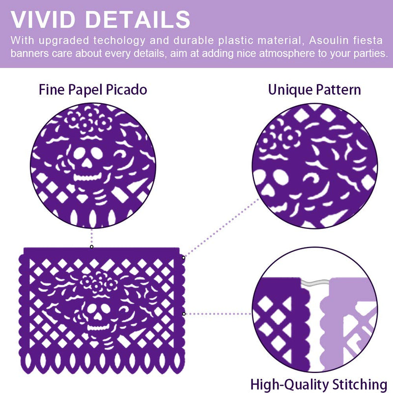 [Australia - AusPower] - Mexican Party Banners - 6 Pack Papel Picado Banner Cinco de Mayo Fiesta Party Decorations, Dia De Los Muertos Day of The Dead Decor Flag Easter Mexican Birthday Party Supplies - 6 Styles/90 Ft 