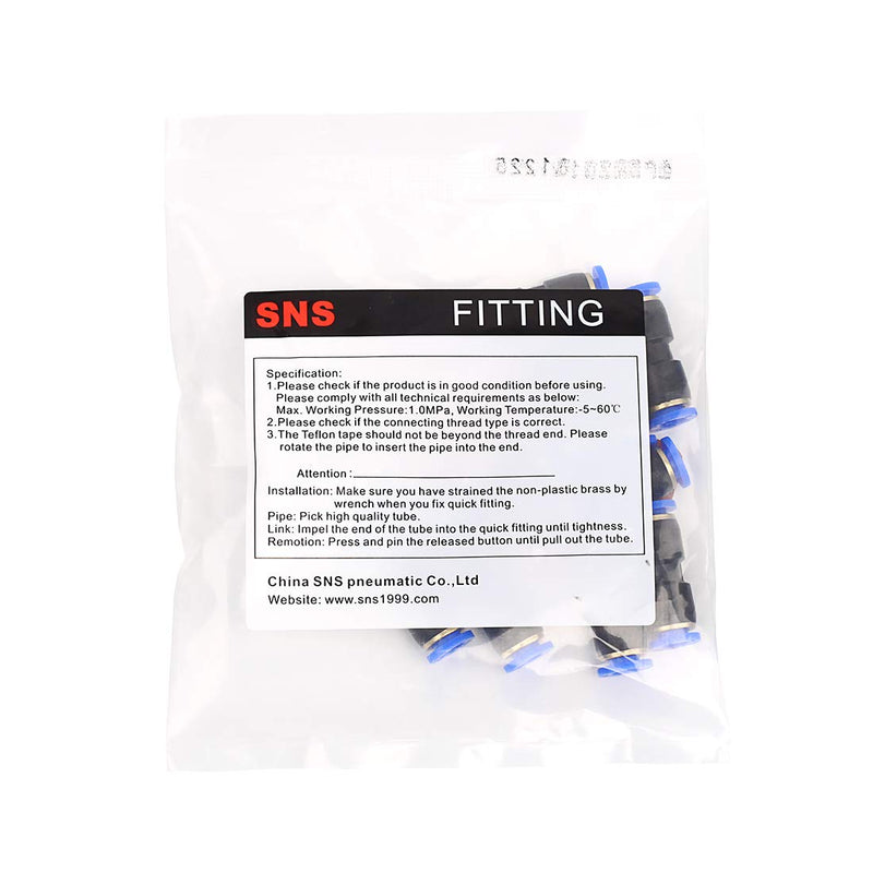 [Australia - AusPower] - SNS SPU-1/4 1/4" Tube OD Plastic Straight Union Pipe Tube Fitting Straight Pneumatic Connector(10 PCS) 