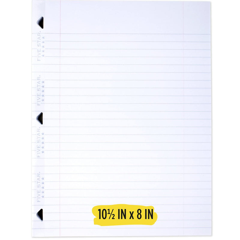 [Australia - AusPower] - Five Star Loose Leaf Paper, 3 Hole Punched, Reinforced Filler Paper, Wide Ruled, 10-1/2 x 8 inches, 100 Sheets/Pack, 1 Pack (15000) 