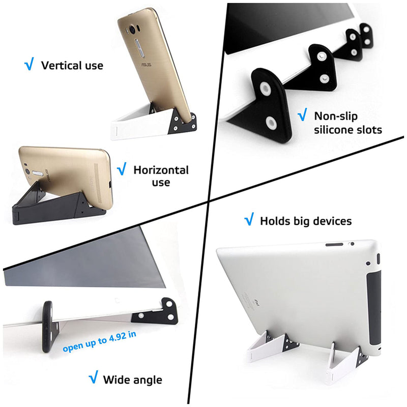 [Australia - AusPower] - VOVIGGOL Portable Cell Phone Stand for Desk 4 Pack, Foldable Pocket Travel Mobile Phone Holder, Upgrade Universal V Smartphone Kickstand Mount Compatible with iPhone iPad Tablet Kindle Android 4 Color 