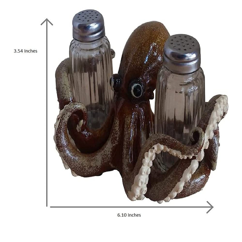 [Australia - AusPower] - Comfy Hour Western Retro Collection 3" Octopus Salt and Pepper Bottle Holder, Polyresin Brown 