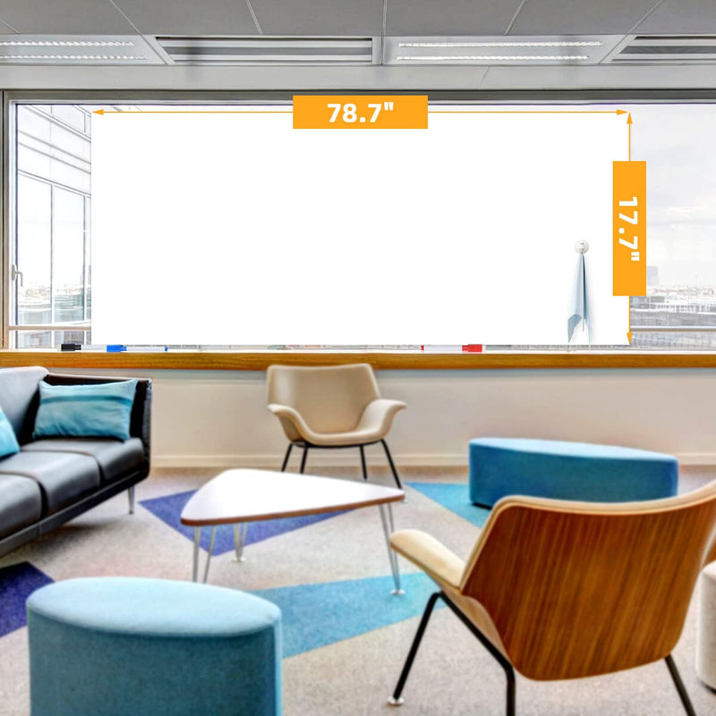 [Australia - AusPower] - Dry Erase Whiteboard Sticker Wall Decal, Self-adhesive White Board Peel Stick Paper for School,Office,Home,Kids Drawing with 3 Water Pen 78.7"x17.7" 