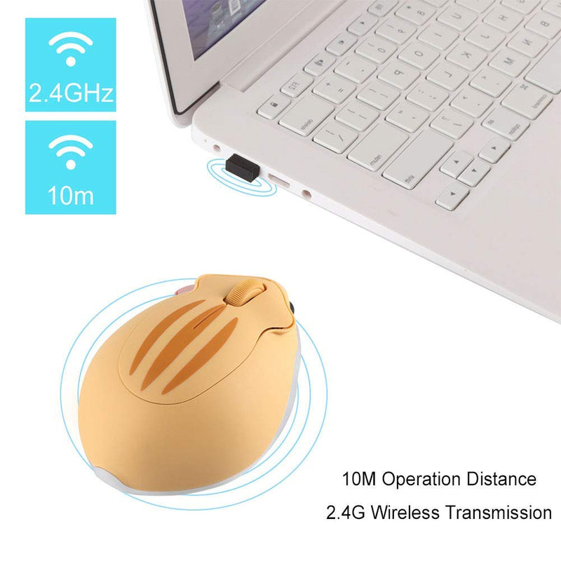 [Australia - AusPower] - CHUYI Animal Wireless Mouse Cute Hamster Mouse Small Optical Portable Cordless Mice for Travel School for Computer Laptop PC for Kids (Yellow) Yellow 