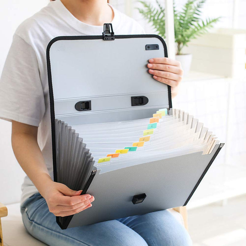 [Australia - AusPower] - Expanding File Folder with Handle, 2019 New 13-Pocket Plastic Expandable File Organizer, A4 Size Waterproof & Durable Accordion File Organizer for School, Office（Deep Blue） Deep Blue 