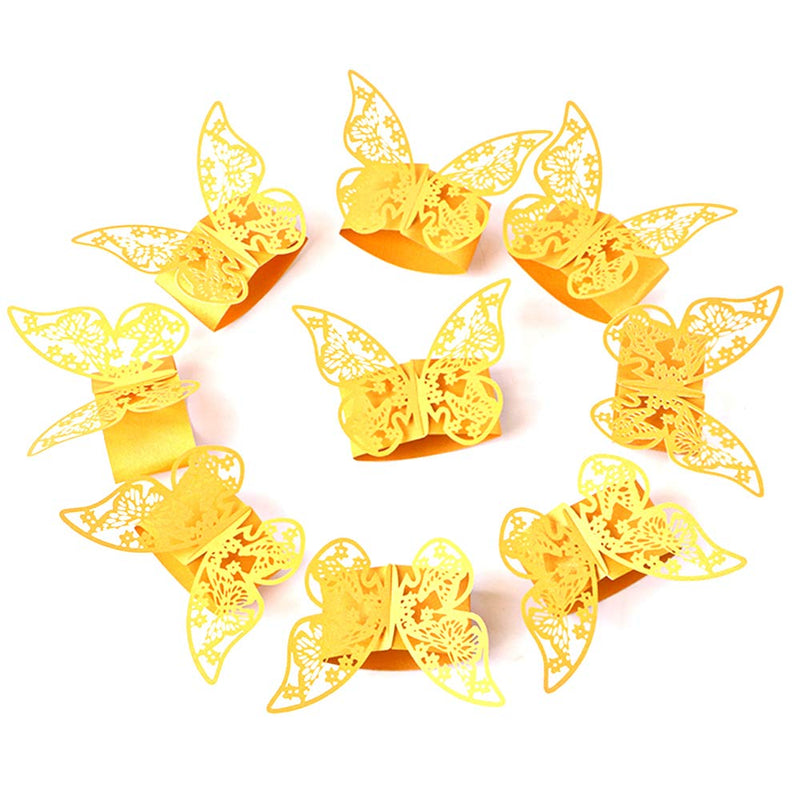 [Australia - AusPower] - Baimeixun 100pcs 3D Butterfly Paper Napkin Rings for Weddings Party Serviette Table Decoration (Gold) Gold 