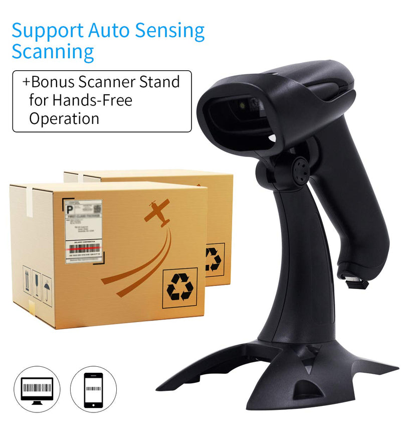 [Australia - AusPower] - USB Wireless Barcode Scanner with Stand,Symcode Barcode Scanner Wireless Versatile 2-in-1 (2.4Ghz Wireless+USB 2.0 Wired) Rechargeable Cordless 1D Barcode Reader USB Handheld Bar Code Scanner Wireless 1D Laser 