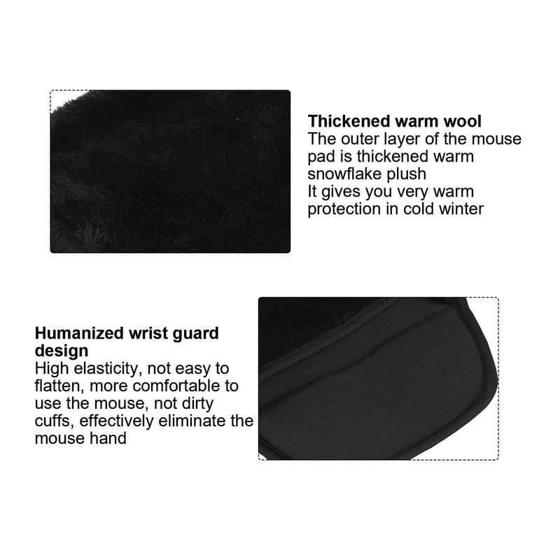 [Australia - AusPower] - Hand Warmer Mouse Pad, Heated Mouse Pad Office Mousepad USB Heated Computer Mouse Pad Hand Warmers Hand Warmer Roomy Hand Warming Mouse Pad Desk Accessories for Men Women Heating Mouse Pads (Black) Black 