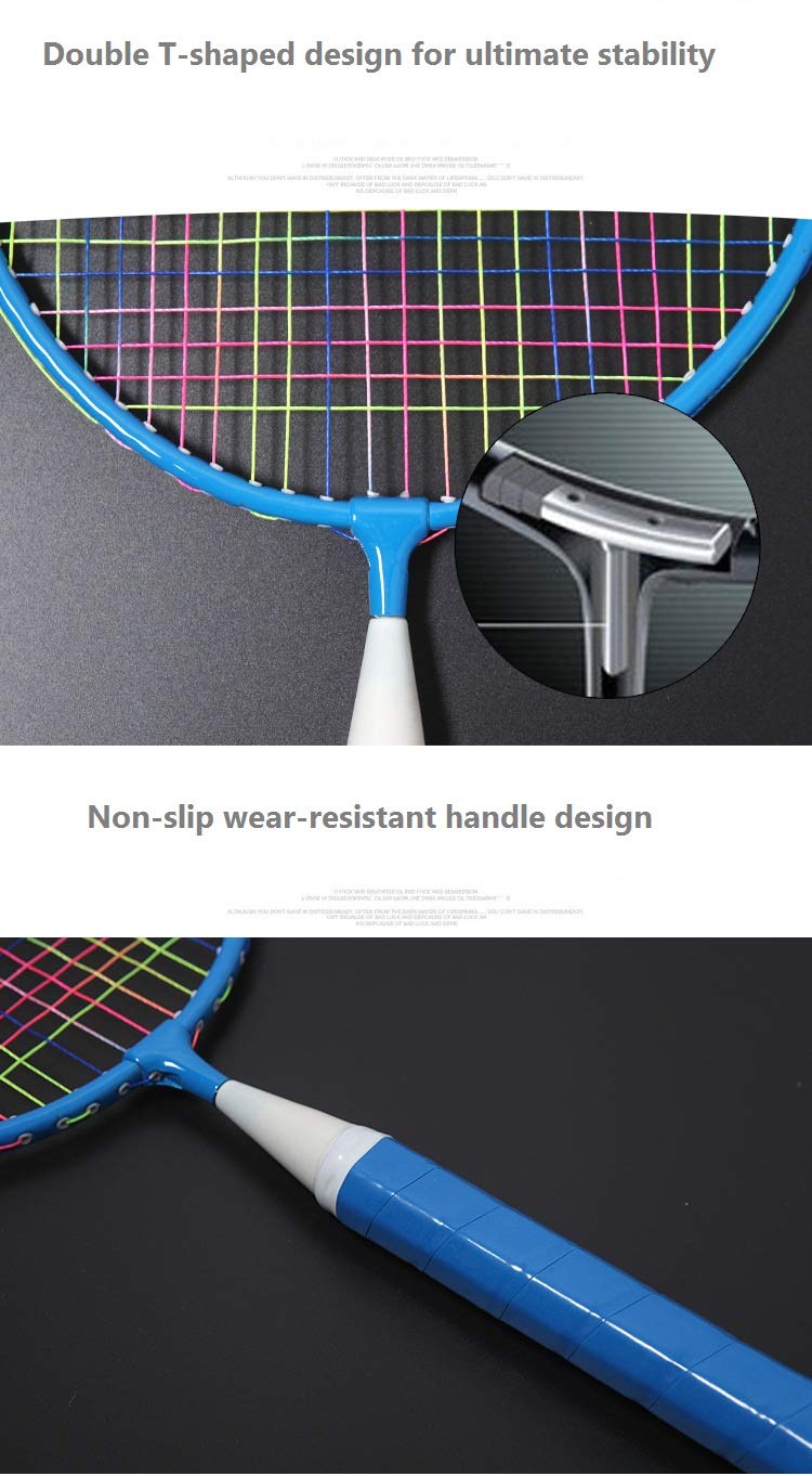 [Australia - AusPower] - Badminton Racket for Children 1 Pair, Nylon Alloy Durable Badminton Racquet Set for Kids Indoor/Outdoor Sport Game（Including 4 Badminton and 2 Table Tennis） 