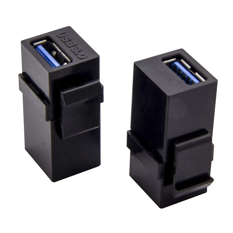 [Australia - AusPower] - AYECEHI USB 3.0 Keystone Jack Inserts (3 Pack) Female to Female Adapters Coupler Insert Snap-in Connector Socket Adapter Port for Wall Plate Outlet Panel - Black 