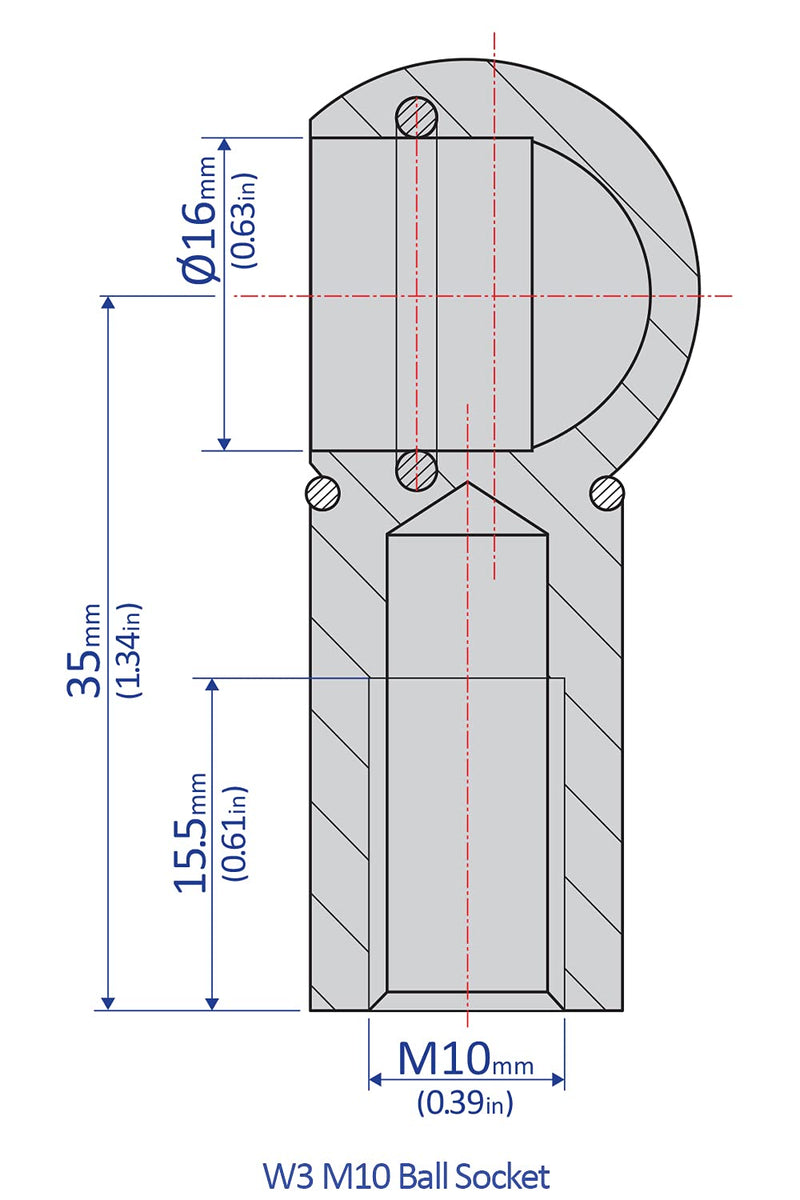 [Australia - AusPower] - Bansbach Easylift 536 W3 M10 Ball Socket Endfitting, Steel, Right Hand Thread 