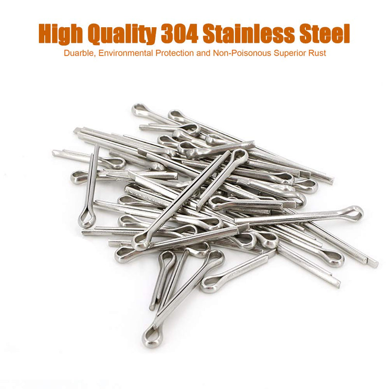 [Australia - AusPower] - ISPINNER 150pcs 304 Stainless Steel Cotter Pin Clip Key Fastener Fitting Assortment Kit 