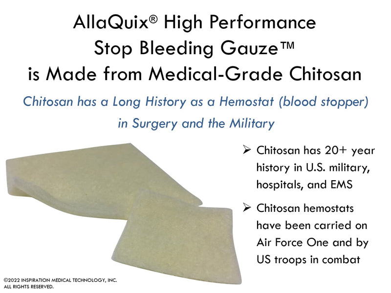 [Australia - AusPower] - AllaQuix High Performance Stop Bleeding Gauze - X-Large (4"x4"Square) - (10-Pack) Professional-Grade First-Aid Hemostatic Gauze (Blood Clotting Bandage) 