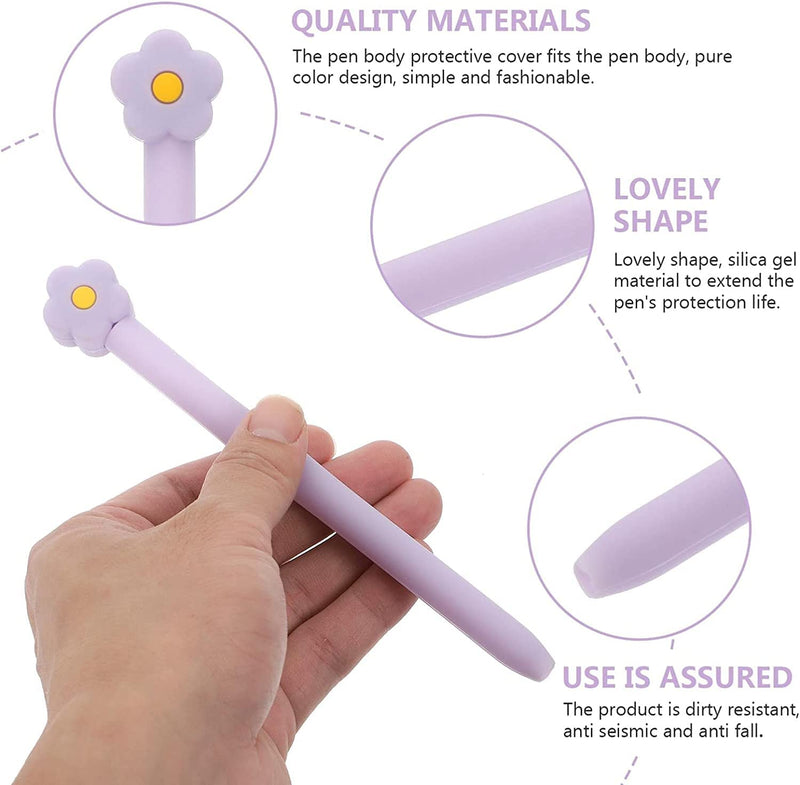 [Australia - AusPower] - LOVE MEI Compatible with Samsung Galaxy Tab S7/S7+/S7 FE/S8 Ultra/S8/S8+ S Pen Sleeve Case, Cute Flower Design Silicone Sleeve Protective Skin Case Cover Non-Slip Smooth Grip (Purple) Purple 