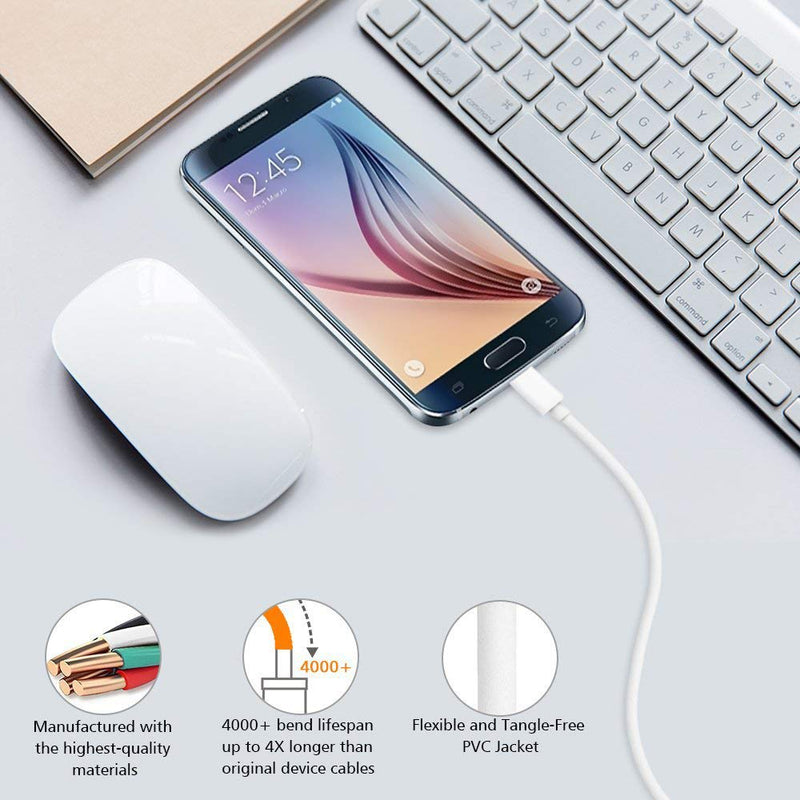 [Australia - AusPower] - Micro USB Charger Cable, 15 Ft Durable Extra Long USB 2.0 Charge Cord, High Charging Speed for Android，Windows Smartphones，Samsung，HTC，Motorola，Nokia，LG，Tablet and More，White 