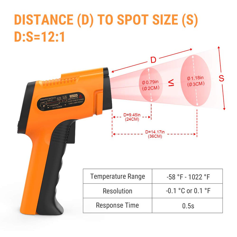 [Australia - AusPower] - ThermoPro TP30 Digital Infrared Thermometer Gun Non Contact Laser Temperature Gun -58°F ~1022°F (-50°C ~ 550°C) with Adjustable Emissivity & Max Measure (NOT for Human Body Temperature) 