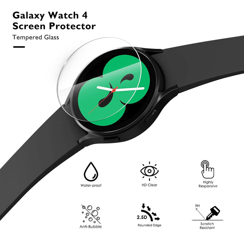 [Australia - AusPower] - 4 Pack Galaxy Watch 4 Screen Protector 44mm, KIMILAR Waterproof Tempered Glass Screen Protector Cover Compatible with Samsung Galaxy Watch 4 44mm [9H Hardness] [Crystal Clear] [Scratch Resist] 