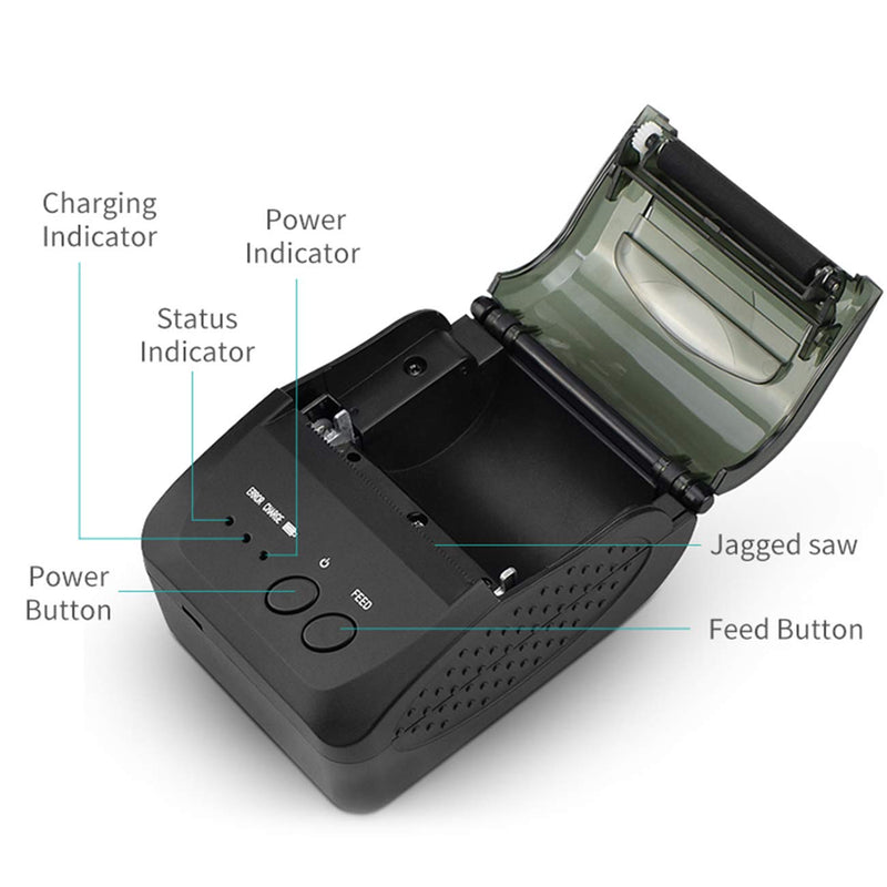 [Australia - AusPower] - 58MM Portable Bluetooth Mobile Printer Thermal Receipt Printer Mini POS Printer for Mobile Phone Pocket High Printer Speed for Supermarket and Restaurant and Retail (Printer) 