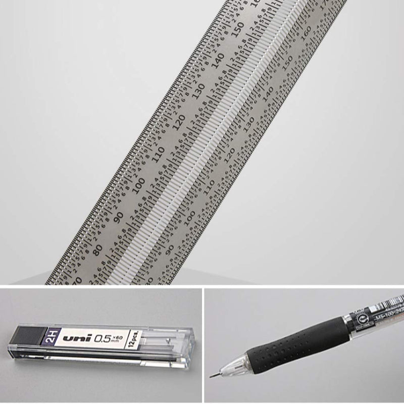 [Australia - AusPower] - Woodworking T Ruler High Precision Gauge Marking Scale Scribe Line Ruler with Holes for Cutting Sawing,Scribing Ruler Woodwork Marking Tools Carpenter Draft Measuring Ruler Square with Stops (300mm) 