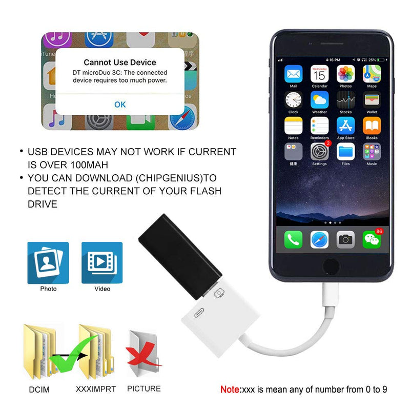 [Australia - AusPower] - Miscloder Lightning to USB3 Camera Adapter with Charging Port Portable USB Female OTG Adapter for iPhone Charge Cable Compatible with ipad/USB Flash Drive/Keyboard/Mouse Plug and Play 