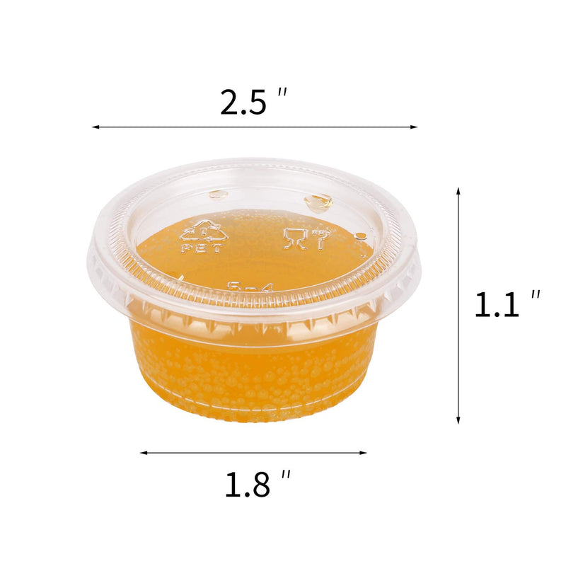 [Australia - AusPower] - 【200Pack-2oz】Fuling Small Plastic Containers with Lids, Jello Shot Cups, Condiment Cups for Meal Prep, Portion Control, Salad Dressing Slime Medicine 