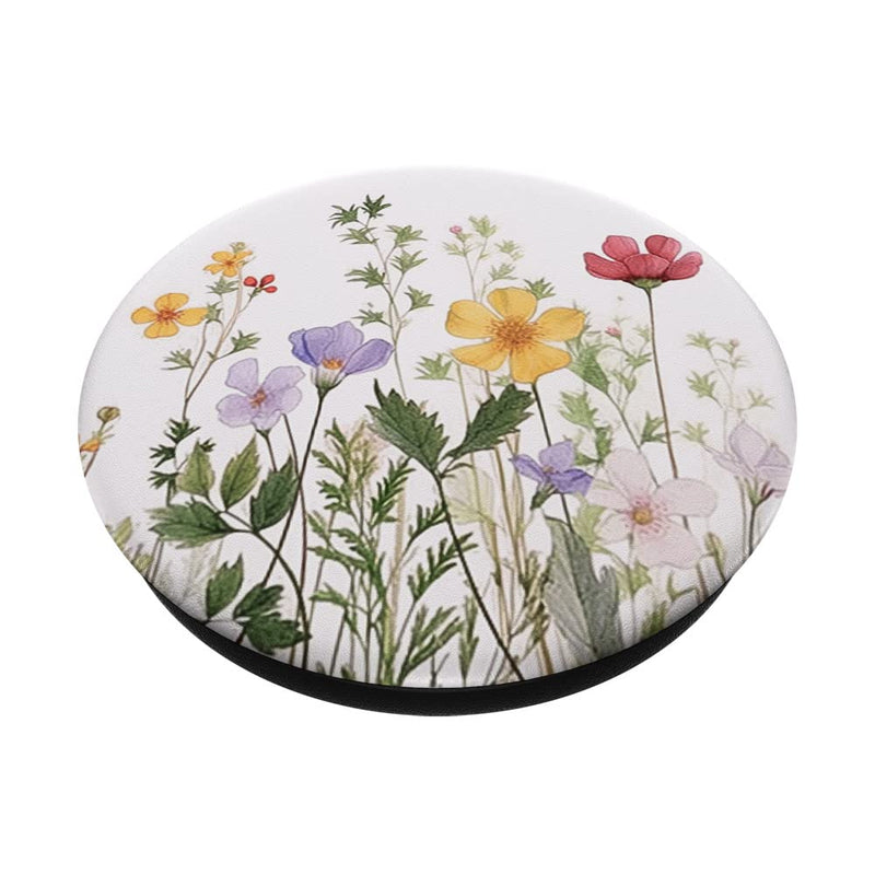 [Australia - AusPower] - Floral Pattern Wildflowers Flowers Bouquet Blossom Pastel PopSockets Swappable PopGrip Black 