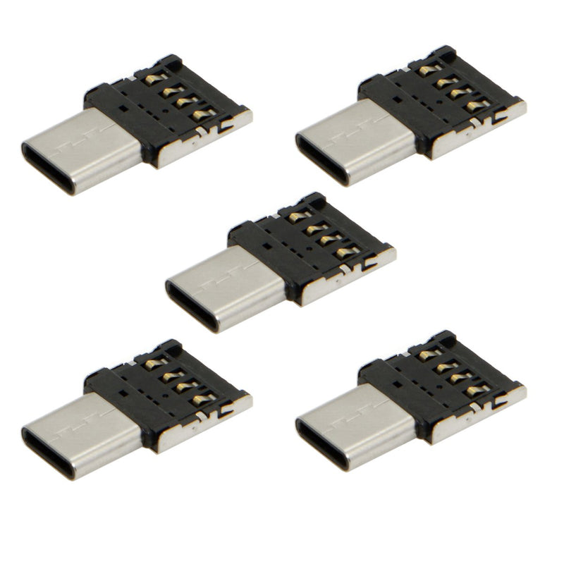 [Australia - AusPower] - CY 5pcs Ultra Mini Type-C USB-C to USB 2.0 OTG Adapter for Cell Phone Tablet & USB Cable & Flash Disk Black 