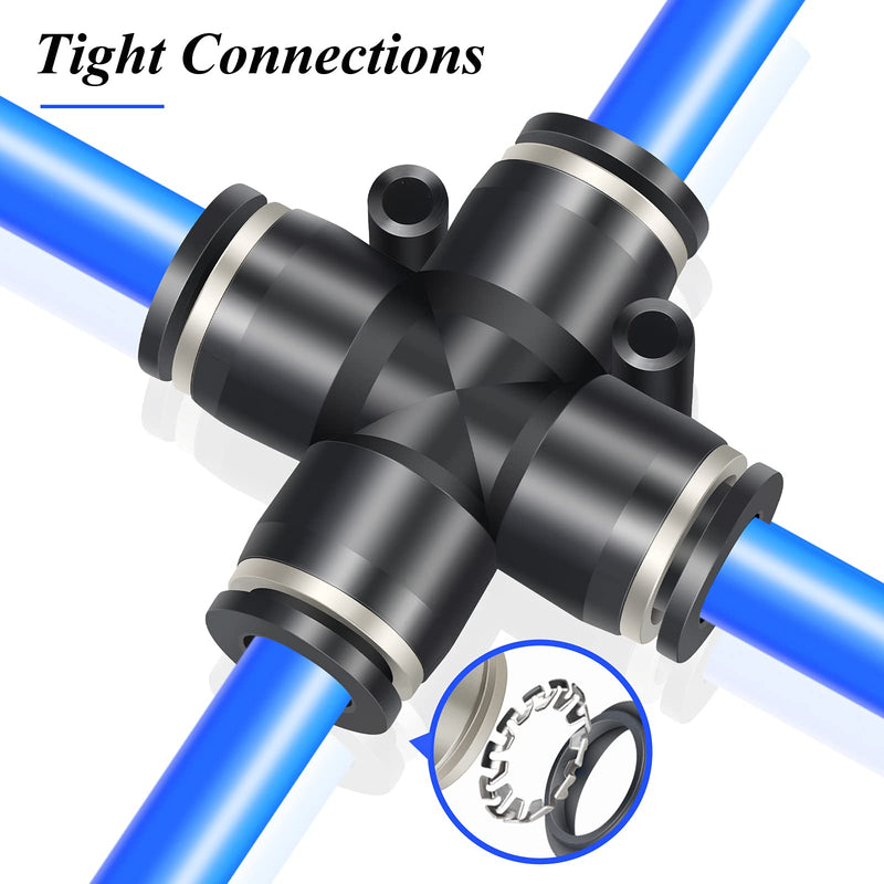 [Australia - AusPower] - TAILONZ PNEUMATIC 4 Way 3/8 Inch OD Straight Push Fittings Plastic Quick Release Connectors Air Line Fittings PZA-3/8 (Pack of 5) 3/8''OD 