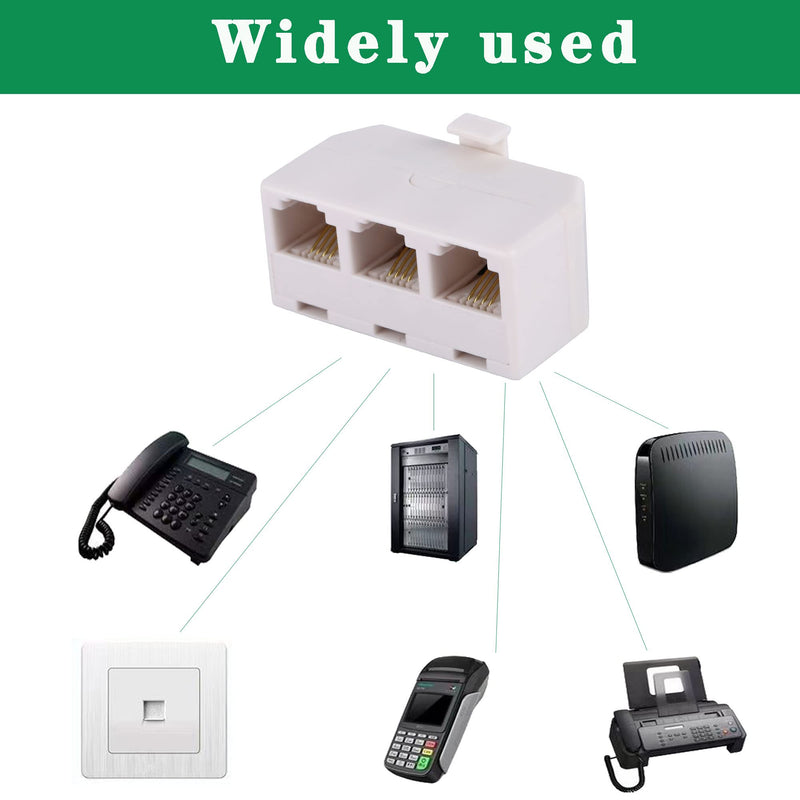 [Australia - AusPower] - 2+1Pack 2pcs 3 Phone Jack Splitter RJ11 6P4C 1 Male to 2 Females and 1pc Phone Line Coupler for Landline and Fax -Beige 