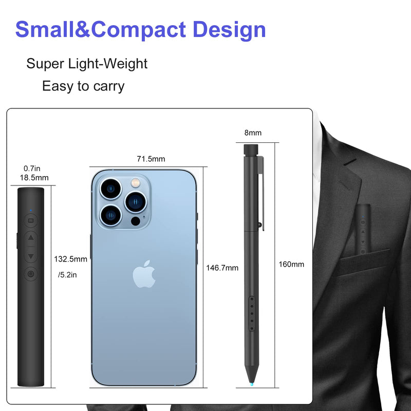 [Australia - AusPower] - Presentation Clicker for PowerPoint Presentations, RF 2.4GHz Wireless Presenter Remote PowerPoint Clicker with Laser Pointer for Pets, Mac/Windows/Slide Advancer/Classroom/Office/PPT/Computer Clickers 