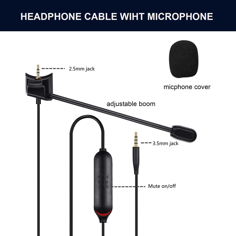 [Australia - AusPower] - Replacement for Bose QC35ii QC35 Cable,Boom Microphone Gaming Cable with Mute Switch Compatible with Bose QuietComfort 35 II QuietComfort 35 Headphones for PC,Laptop, PS4 PS5 Xbox One Controller 