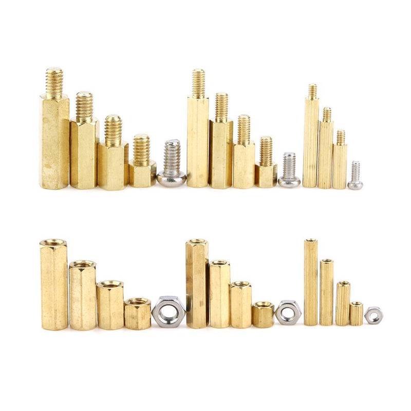 [Australia - AusPower] - Hilitchi 360pcs M2 M3 M4 Male Female Brass Spacer Standoff Screw Nut Assortment Kit Gold 