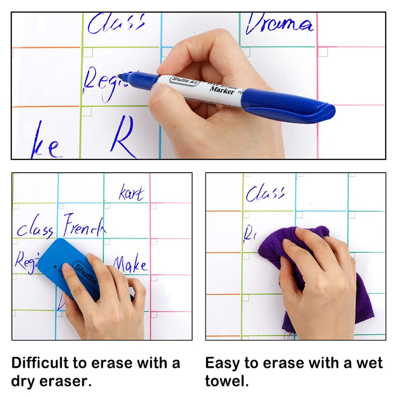 [Australia - AusPower] - Wet Erase Markers, Shuttle Art 15 Pack Blue 1mm Fine Tip Smudge-Free Markers, Use on Laminated Calendars, Overhead Projectors, Schedules, Whiteboards, Transparencies, Glass, Wipe with Water 