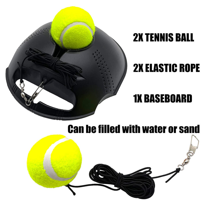 [Australia - AusPower] - TaktZeit Tennis Trainer Rebound Baseboard Self Tennis Training Equipment Tennis Practice Rebounder with 2 String Tennis Balls Black 