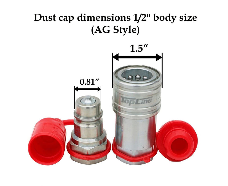 [Australia - AusPower] - 1/2" AG Style Dust Caps,Plug Cover Hydraulic Quick Coupler (Red, Green, Yellow, Black, Blue) 