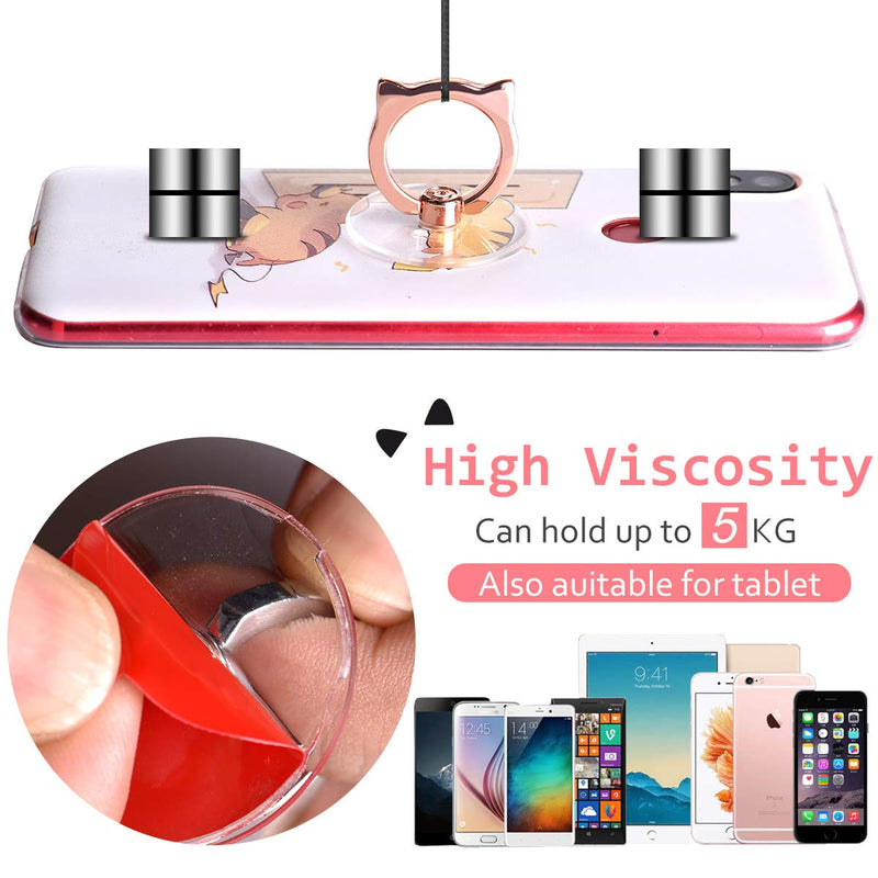 [Australia - AusPower] - Cat Phone Ring Holder - EI Sonador Clear Cell Phone Ring Holder Transparent Stand Finger Grip (1 Silver + 1 Rose Gold Cat) 1 Silver + 1 Rose Gold Cat 