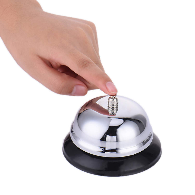 [Australia - AusPower] - Call Bell 2 Packs 3.35 Inch Diameter with Metal Anti-Rust Construction, Ringing, Durable, Desk Bell Service Bell for Hotels, Schools, Restaurants, Reception Areas, Hospitals, Warehouses(Silver) 