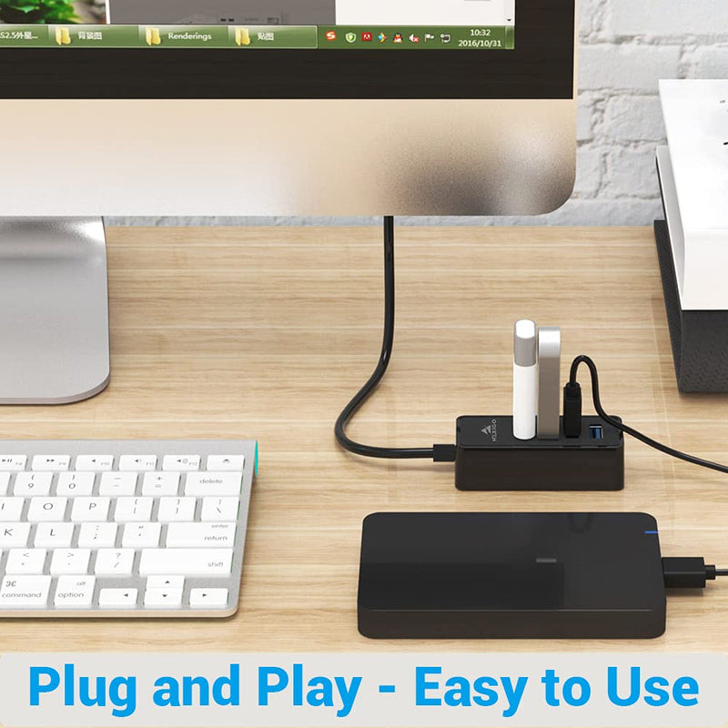 [Australia - AusPower] - NexiGo 4-Port USB 3.0 Hub, Data USB Hub with 2 ft Extended Cable, for MacBook, Mac Pro, Mac Mini, iMac, Surface Pro, XPS, PC, Flash Drive, Mobile HDD 